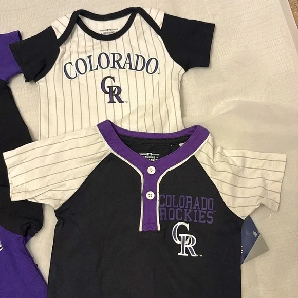 NEW [MLB] Colorado Rockies Growth Stage Onesie Lot of 4, Baby 0/3 & 3/6 Months - Picture 4 of 7